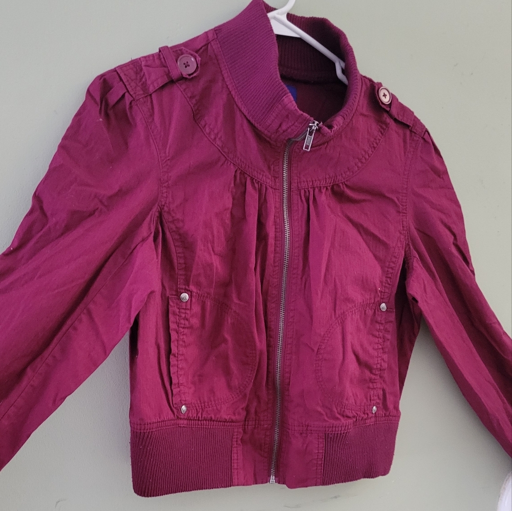 Women's Maroon XL Crop Miley Cyrus Jacket